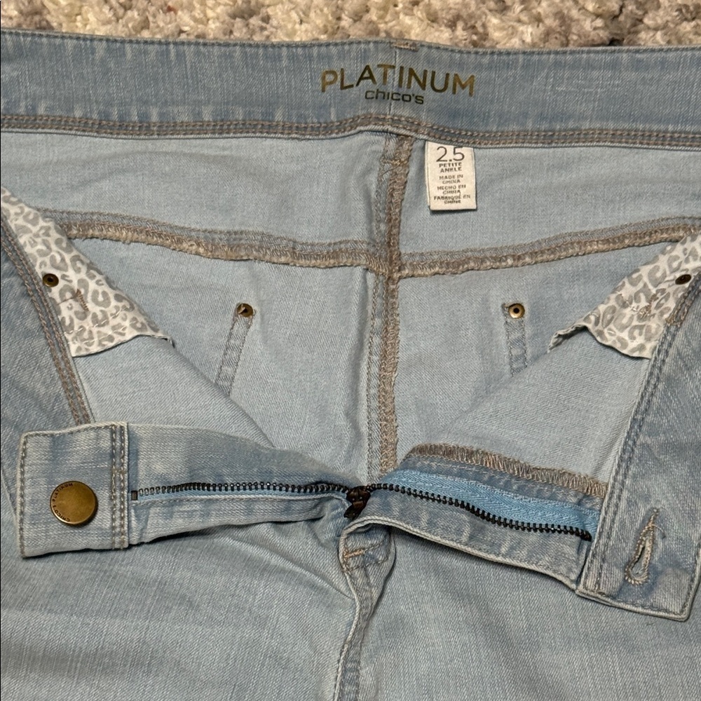 Chico's Light Blue Straight Leg Jeans - Picture 4 of 10